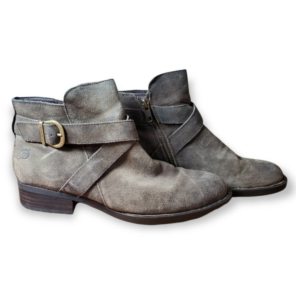 Born Brown Leather Winter Booties With‎ A Buckle, Women's Size 8.5M, F11417